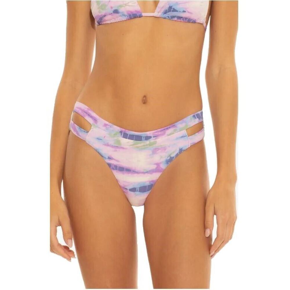 Isabella Rose Women Lilac Tie Dye Beach Split Strap Swim Bikini Bottoms Size S